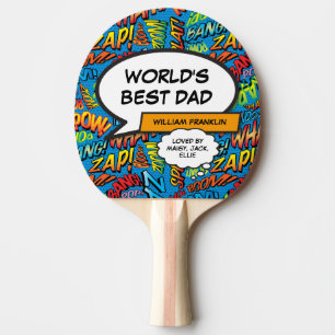 World's Best Dad Father Funny Cool Comic Book Ping Pong Paddle