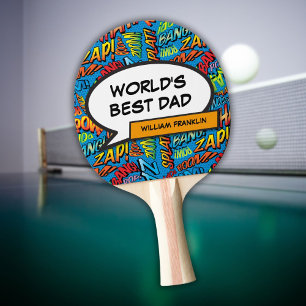 World's Best Dad Father Funny Modern Cool Ping Pong Paddle