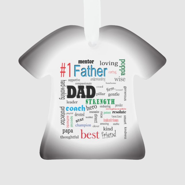 Worlds Best Dad Father Word Cloud Ornament (Back)