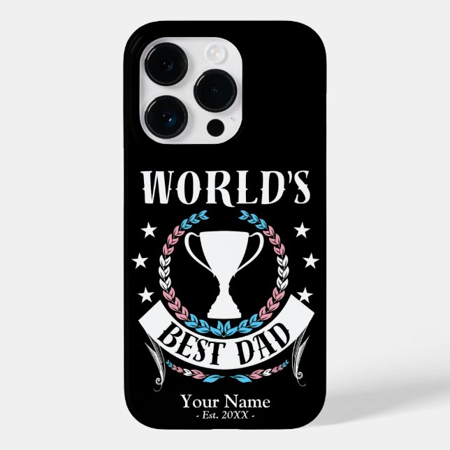 Worlds Best Dad Father's Day Trans Flag Colours Case-Mate iPhone Case (Back)