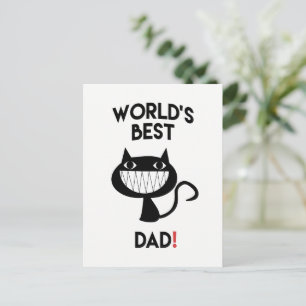World's best dad! Funny cartoon cat Postcard