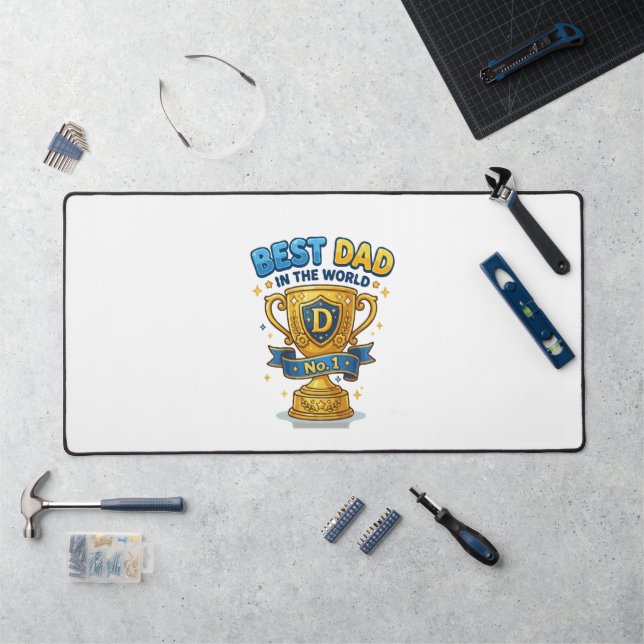 World's Best Dad Golden Trophy Desk Mat (Workstation)
