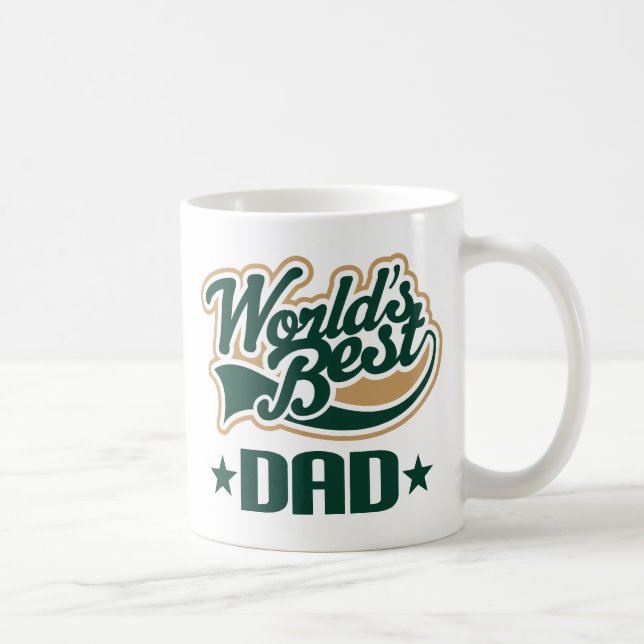 Worlds Best Dad Green Gift Coffee Mug (Right)