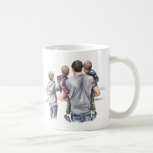 World's Best Dad holding his Three Sons  Coffee Mug
