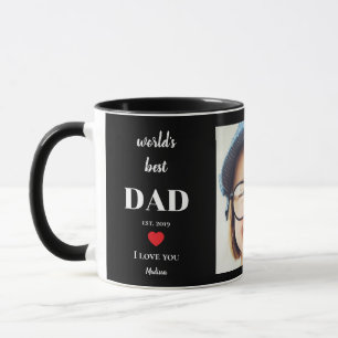 Worlds Best Dad I Love You Custom Kids Photo Black Mug