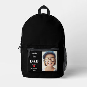 Worlds Best Dad I Love You Custom Kids Photo Black Printed Backpack