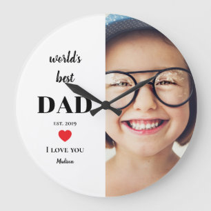 Worlds Best Dad I Love You Custom Kids Photo Large Clock