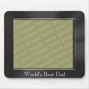World's Best Dad Metal Look Photo Frame Mousepad