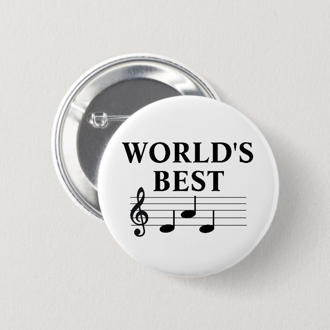 World's Best Dad Musician Music Note Treble Clef   6 Cm Round Badge (Front & Back)