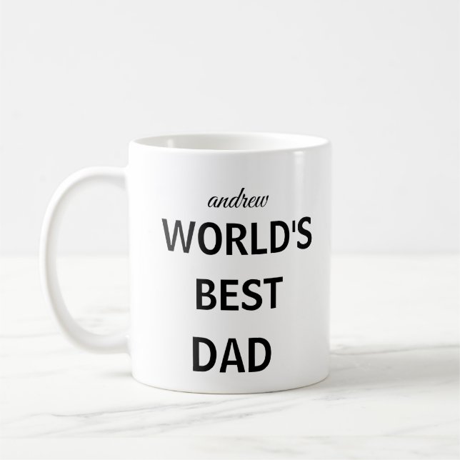 World's Best Dad Personalised name Coffee Mug (Left)