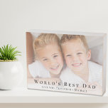 World's Best Dad Photo Wooden Box Sign<br><div class="desc">Give the world's best dad an elegant custom photo wooden box sign that he will treasure for years. You can personalise with a family photo,  personalise the expression "World's Best Dad" and how he is addressed (daddy,  papa,  etc.),  and add his children's names.</div>