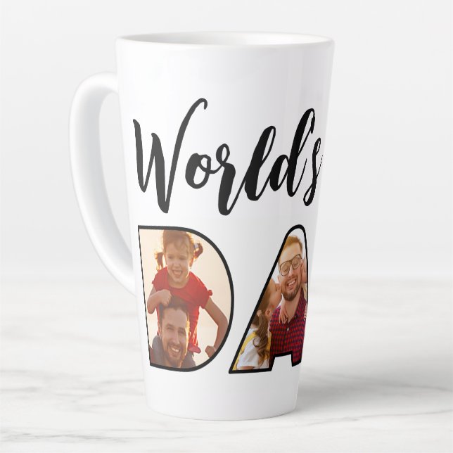 World's Best Dad Quote 3 Photo Collage Latte Mug (Left Angle)