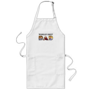 World's Best Dad Quote Modern 3 Photo Collage Long Apron