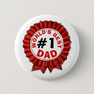 World's Best Dad Quote Red Ribbon Father's Day 6 Cm Round Badge