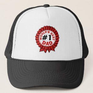 World's Best Dad Quote Red Ribbon Father's Day Trucker Hat