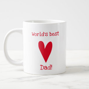 World's Best Dad! Red Heart Father's Day Large Coffee Mug