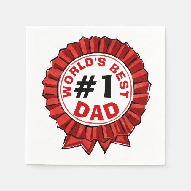 World's Best Dad Red Ribbon Napkin (Front)
