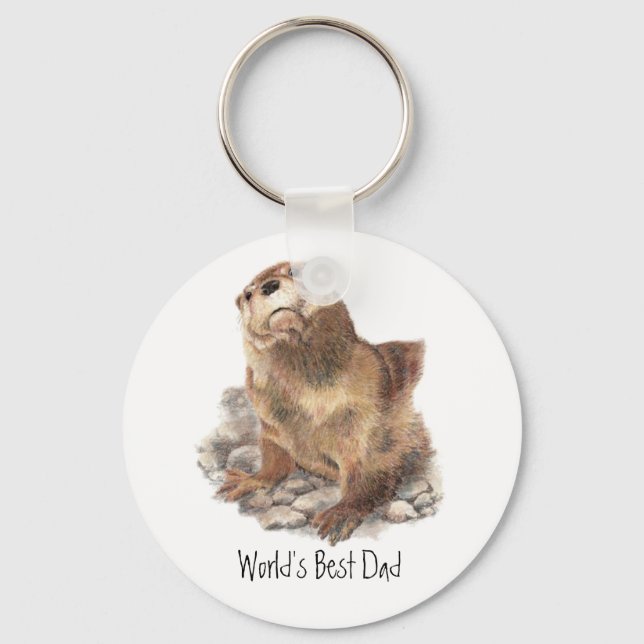 World's Best Dad, River Otter, Animal Key Ring (Front)