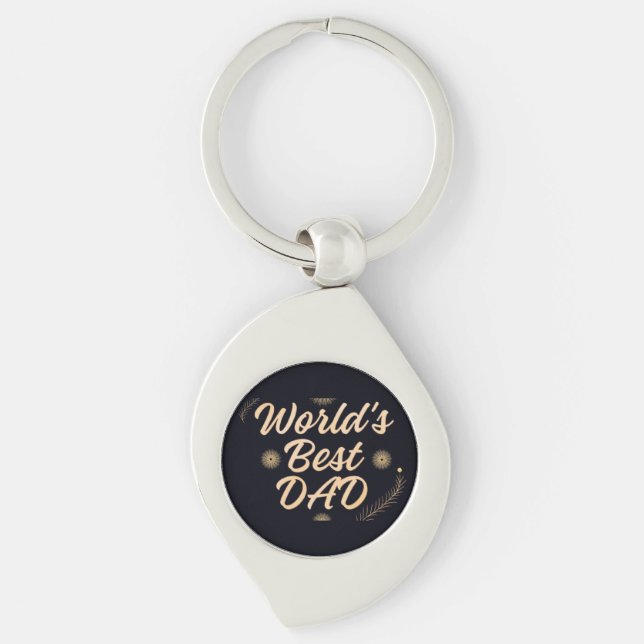 World's Best Dad  Simple Typography Fathers Key Ring (Front)
