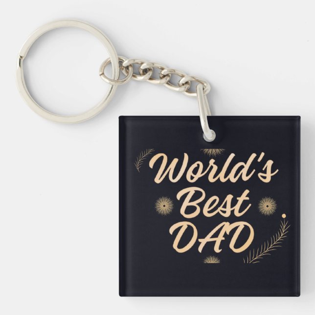 World's Best Dad  Simple Typography Fathers Key Ring (Front)