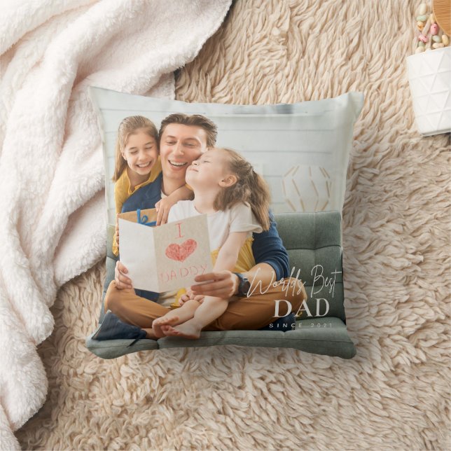 World's Best Dad Since 20XX Modern Photo  Cushion (Blanket)