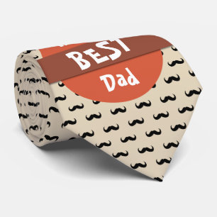 Worlds Best Dad Tie With Moustache Pattern