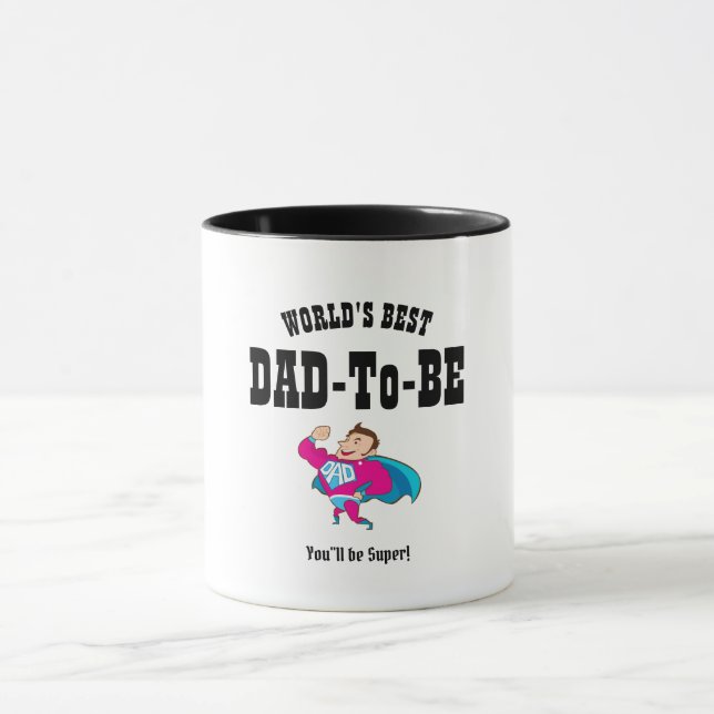 Worlds BEST DAD-To-BE - Super HERO Customisable Mug (Center)