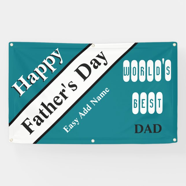 Worlds Best Dad Turquoise Banner (Horizontal)