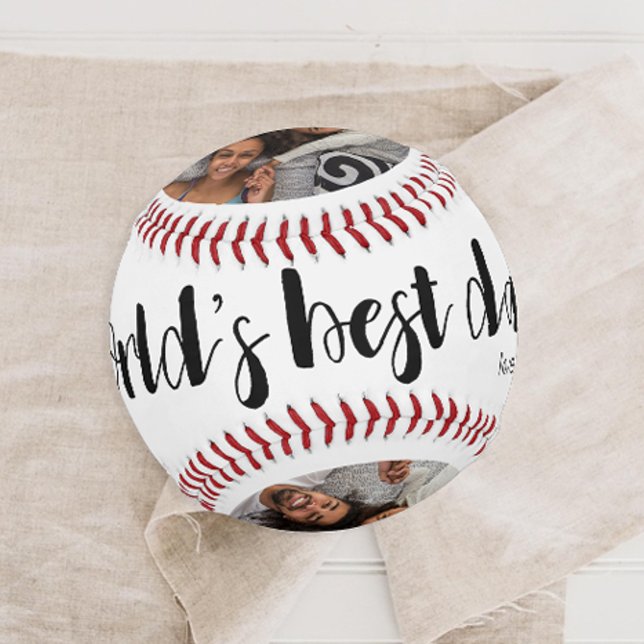 World's Best Dad Two Photo, Year, and Name Baseball (Creator Uploaded)