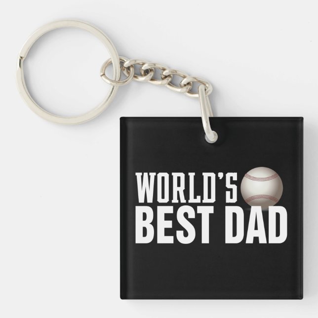 World's Best Dad Typography Baseball | Keychain (Front)