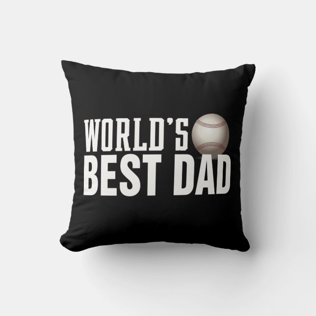 World's Best Dad Typography Baseball Throw Pillow (Front)