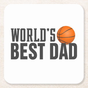 World's Best Dad Typography Basketball Coaster