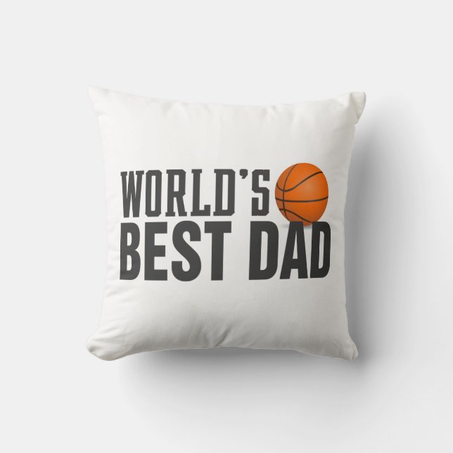 World's Best Dad Typography Basketball Pillow (Front)