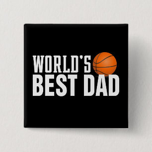 World's Best Dad Typography Basketball Pin Button