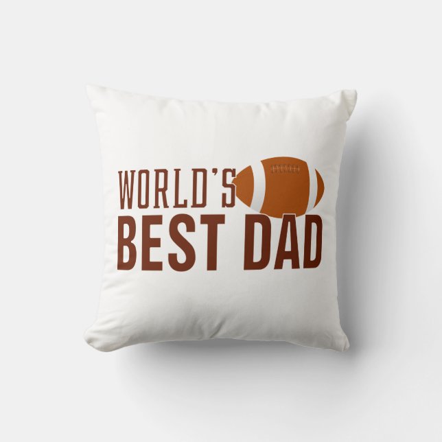 World's Best Dad Typography Football Throw Pillow (Front)