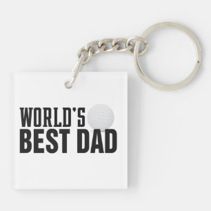 World's Best Dad Typography Golf   Keychain