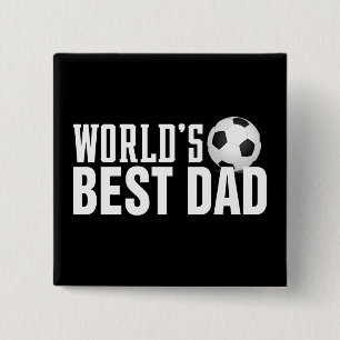 World's Best Dad Typography Soccer   Pin Button