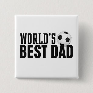 World's Best Dad Typography Soccer Pin Button