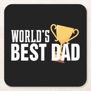 World's Best Dad Typography Trophy Coaster