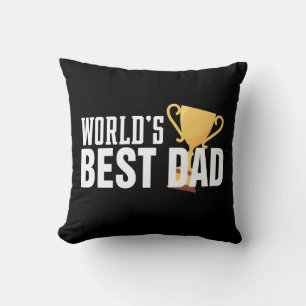 World's Best Dad Typography Trophy Throw Pillow