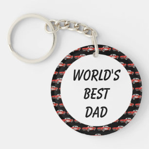 World's Best Dad Vintage Red Cars Key Ring