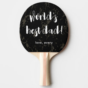 World's Best Dad with Child's Name Black Ping Pong Paddle