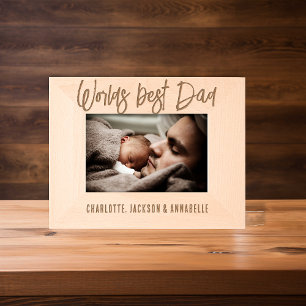 Worlds Best Dad Wooden photo Etched Frames