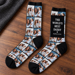 Worlds Best Daddy 2 Photo Collage Kids Socks