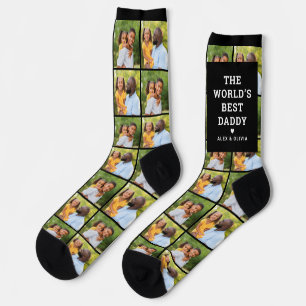 Worlds Best Daddy Custom Family Photo Collage Socks