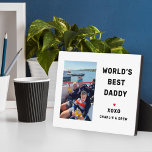 Worlds Best Daddy Personalised Photo Plaque<br><div class="desc">This simple and modern custom photo plaque features a portrait-shaped photo space with custom "World's Best Daddy" wording with name(s) of children in modern black style with red heart accent and personalisation of the kid's name(s). Makes a great Father's Day keepsake gift!</div>