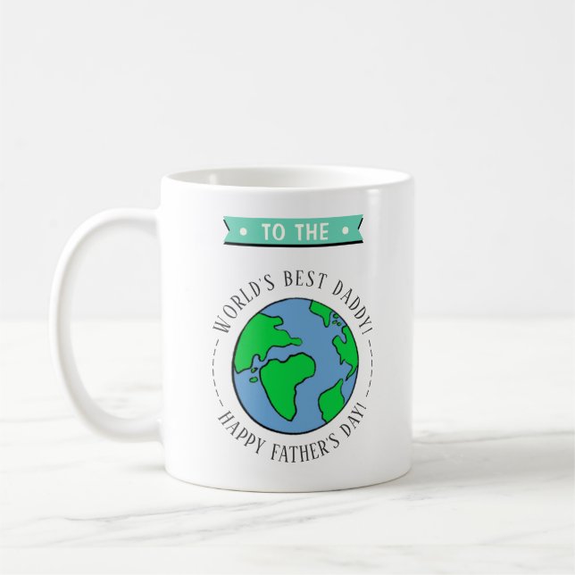 World's Best Daddy Whimsy Globe Father's Day Coffee Mug (Left)