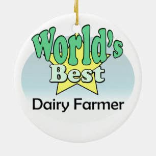 World's Best Dairy Farmer Ceramic Tree Decoration