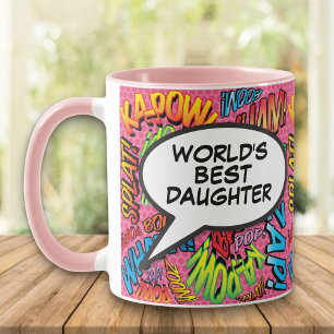 World's Best Daughter Fun Modern Retro Comic Mug