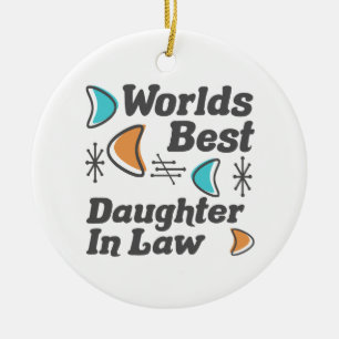 Worlds Best Daughter-In-Law Retro Ceramic Ornament